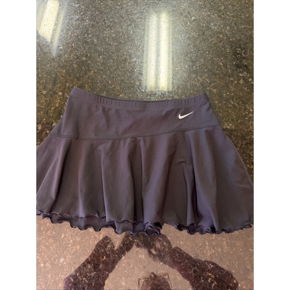 Nike Black Athletic Skirt Sz M Flouncy Ruffle Hem Tennis Golf Pickleball Circle